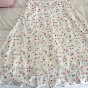 Floral White and Pink Women's Skirt